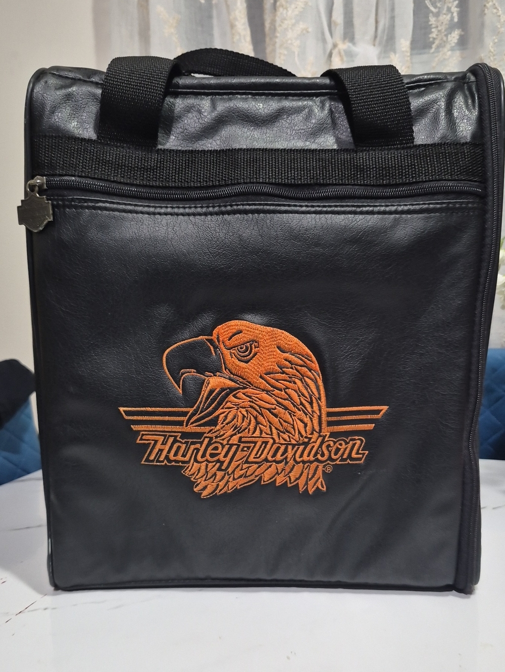 1990' Harley-Davidson Black Backpack with Orange Eagle Patch